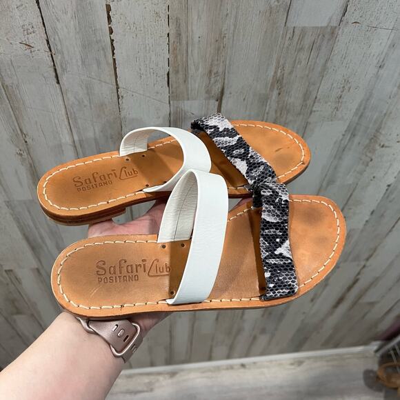 Safari Club Positano Leather Two Strap Sandals Women's EU Size 36 Snakeskin - Picture 1 of 4